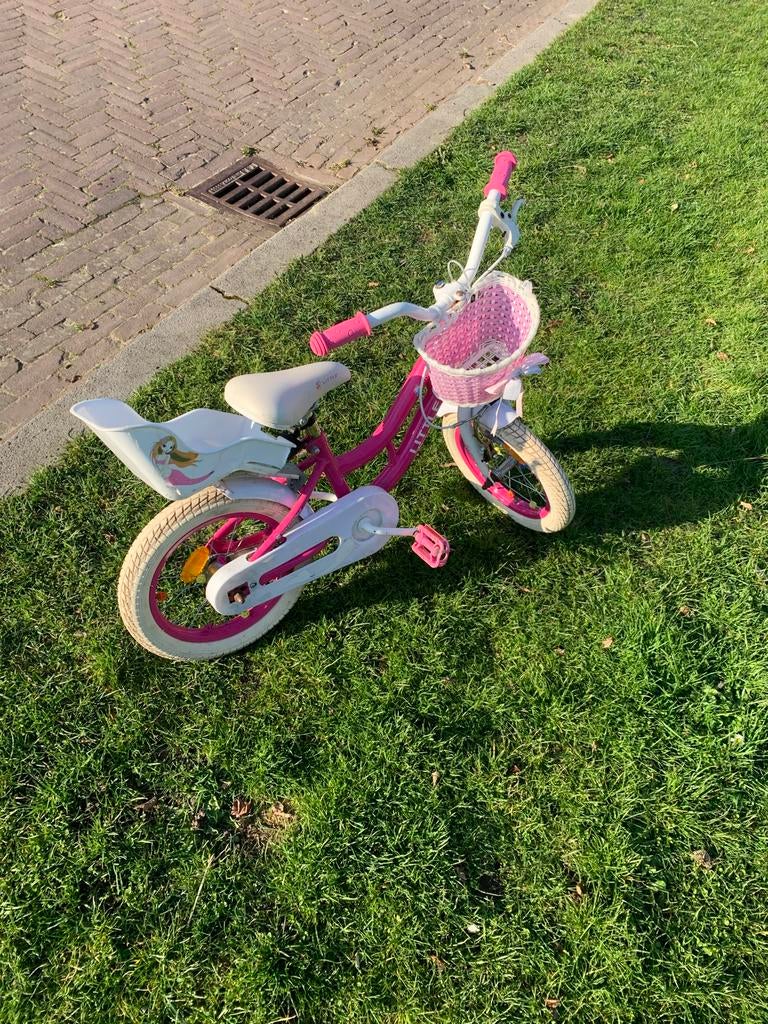 Meisjesfiets zeemeermin met mandje en poppenzitje, Fietsen en Brommers, Ophalen, Gebruikt