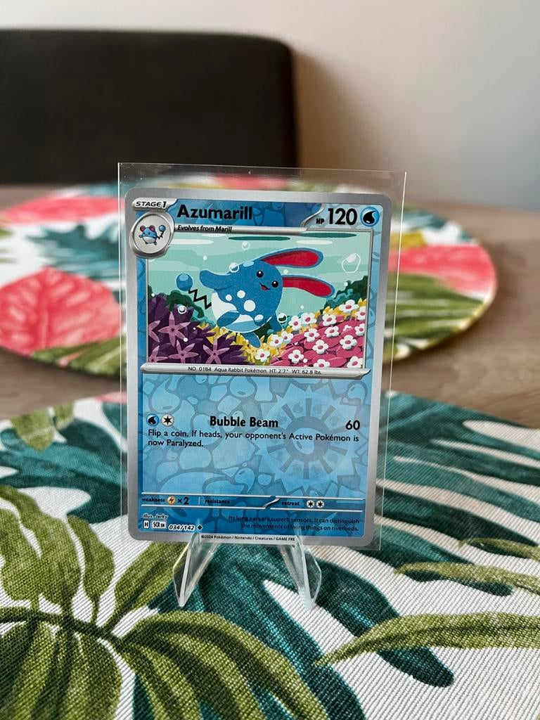 Pokémon Kaart Azumarill 034/142 (2024) Reverse Holo, Ophalen of Verzenden, Zo goed als nieuw, Losse kaart