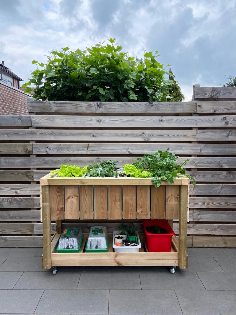 Verrijdbare kar voor moestuin, Ophalen, Gebruikt, 100 cm of meer, 60 cm of meer