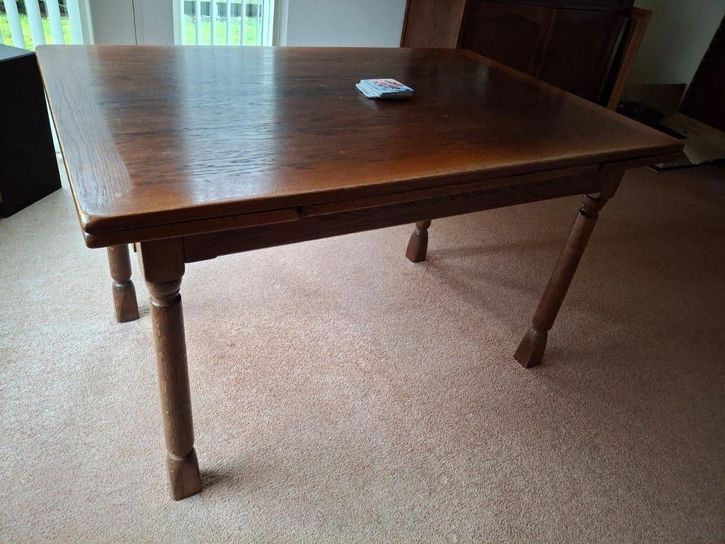 Eethoek massief eiken, Huis en Inrichting, Stoelen, Ophalen, Gebruikt, Bruin