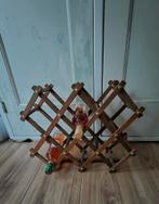 Vintage uitschuifbaar houten wijnrek – harmonica model, Ophalen, Hout, Minder dan 50 cm