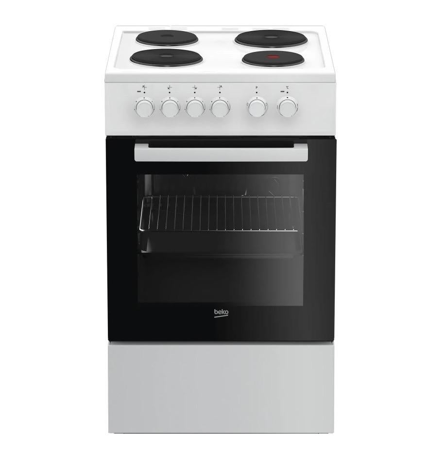 Fitelli JJ1907 Elektrisch Vrijstaand Fornuis Wit 60cm, 60 cm of meer, Nieuw, Vrijstaand, 85 tot 90 cm