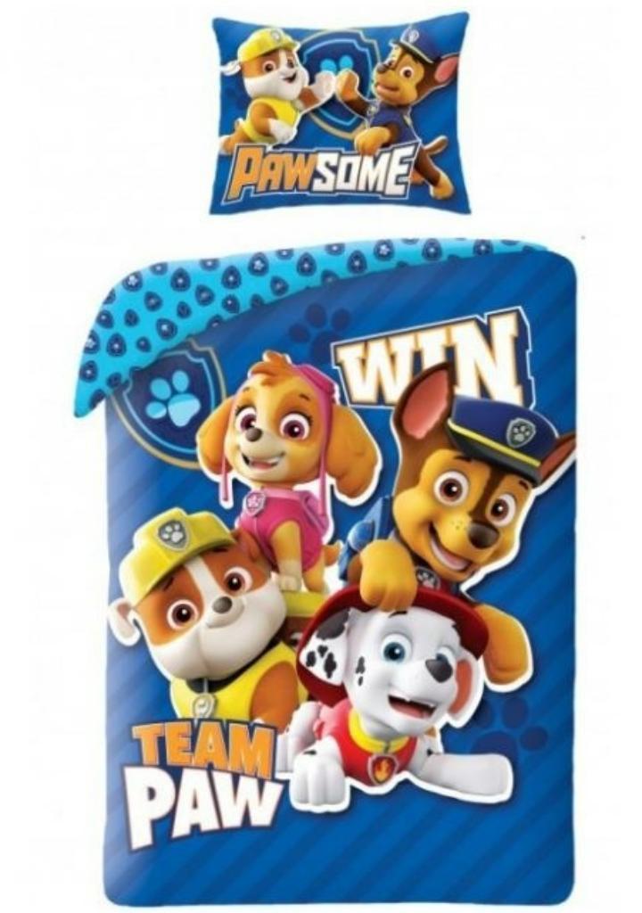 Paw Patrol Dekbedovertrek 140 x 200 cm - Win Team - Katoen, Dekbedovertrek, Nieuw, Ophalen of Verzenden, Jongetje of Meisje