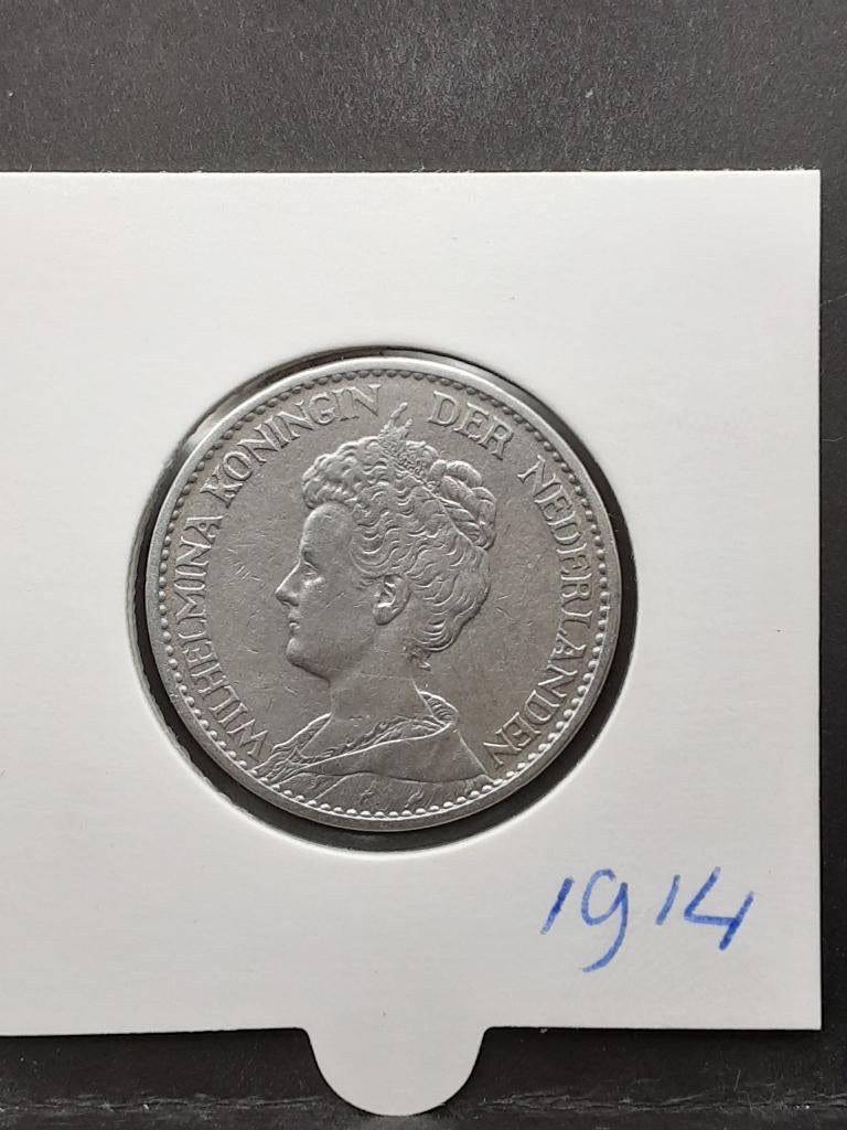 1 gulden 1914 Koningin Wilhelmina, Postzegels en Munten, Munten | Nederland, 1 gulden, Zilver, Ophalen of Verzenden, Koningin Wilhelmina