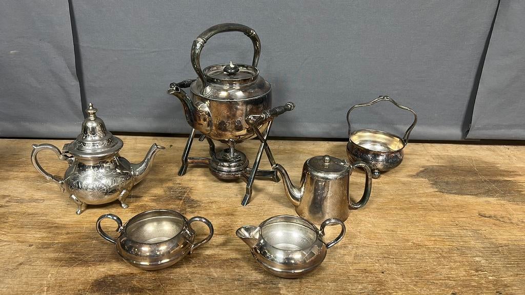 Zilver thee potten verzameling., Antiek en Kunst, Ophalen of Verzenden, Zilver