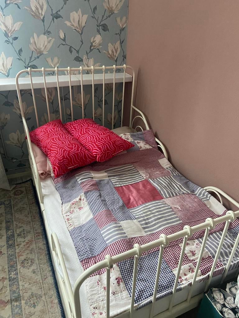 Wit metalen peuter/kleuterbed, Gebruikt, Eenpersoons, Wit, 80 cm