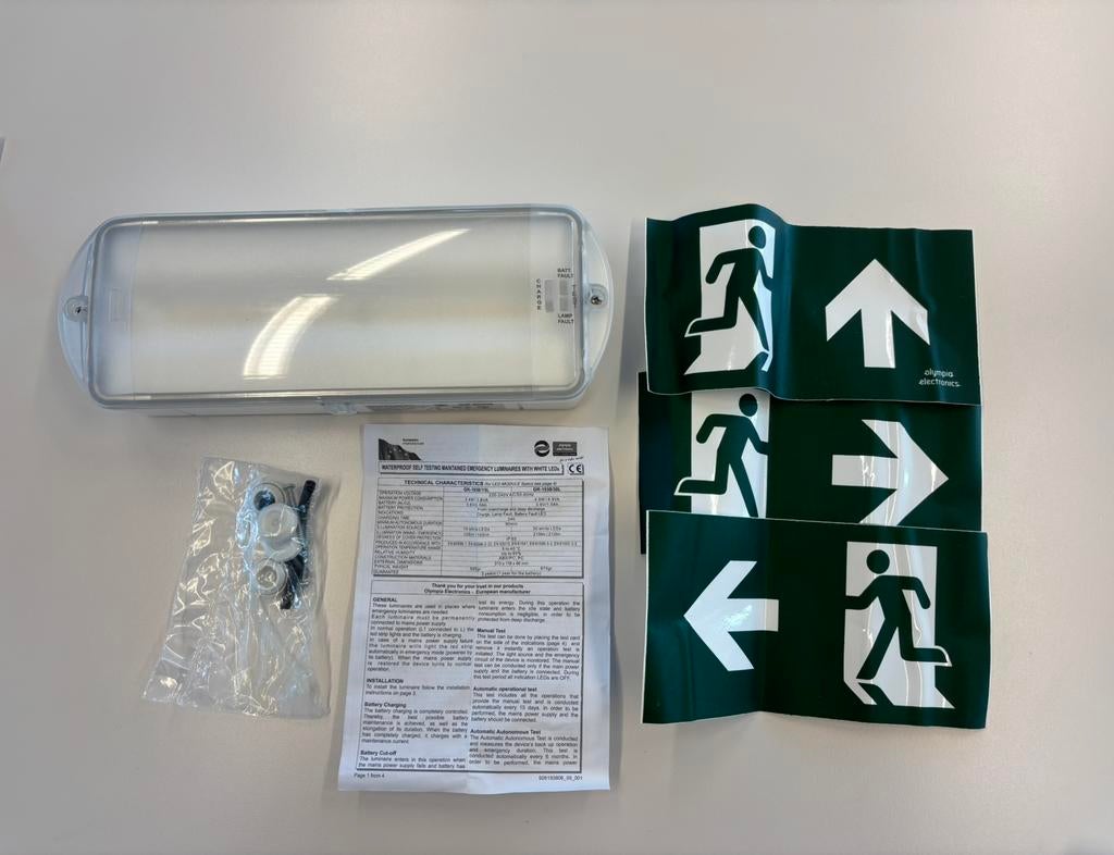 Noodverlichting “OLYMPIA “ NIEUW IN ORIGINELE DOOS, Huis en Inrichting, Lampen | Wandlampen, Nieuw, Kunststof, Ophalen of Verzenden