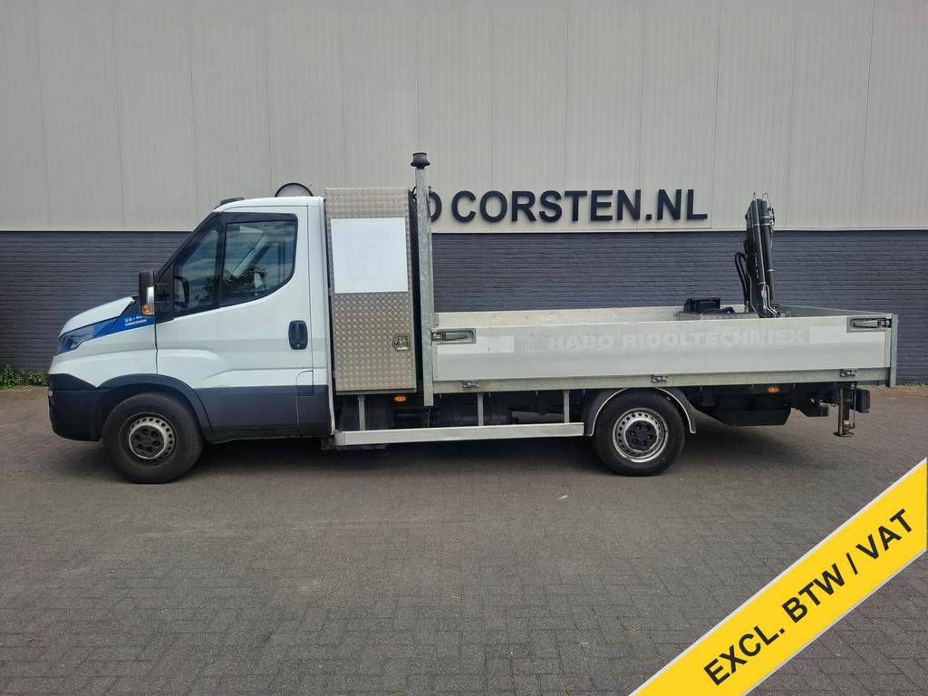 Iveco Daily 3.0I CNG Kraan Laadbak AUT-6 HIAB 3-Persoons Nav, Auto's, Gebruikt, 4 cilinders, Iveco, Wit