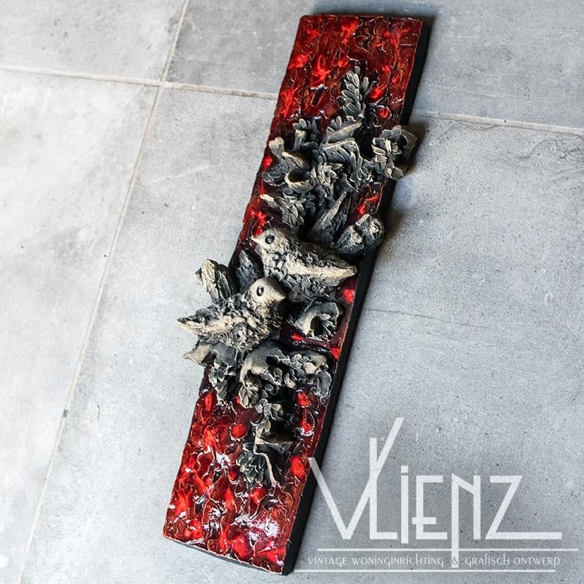 Vintage, retro, midcentury wandsculptuur vogels Ars Munda, Ophalen, Wandsculptuur, Gebruikt, -