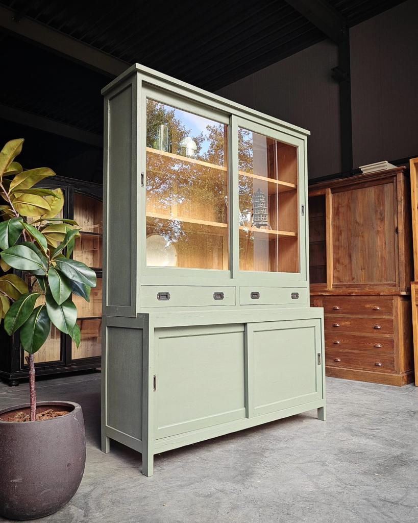 Mosgroene Winkelkast | Buffetkast | Servieskast #449, Huis en Inrichting, Kasten | Buffetkasten, Niet ingevuld, Met deur(en), 200 cm of meer