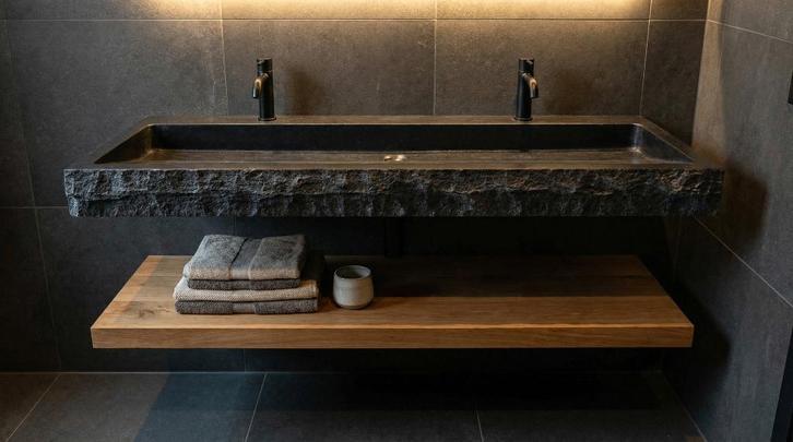 Luxe natuurstenen wastafel, Huis en Inrichting, Badkamer | Badkamermeubels, Nieuw, Wasbak of Wastafel, Minder dan 100 cm, 100 tot 150 cm