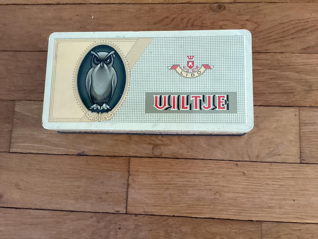 Vintage blik Uiltje Lido La Bolsa Kampen, Verzamelen, Blikken, Gebruikt, Overige, Overige merken, Ophalen of Verzenden