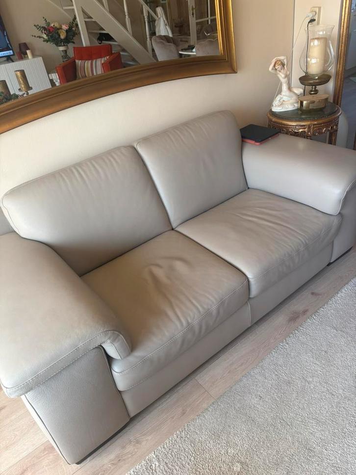 Echt leren bankstel, Huis en Inrichting, Banken | Complete zithoeken, Zo goed als nieuw, Leer, Ophalen of Verzenden