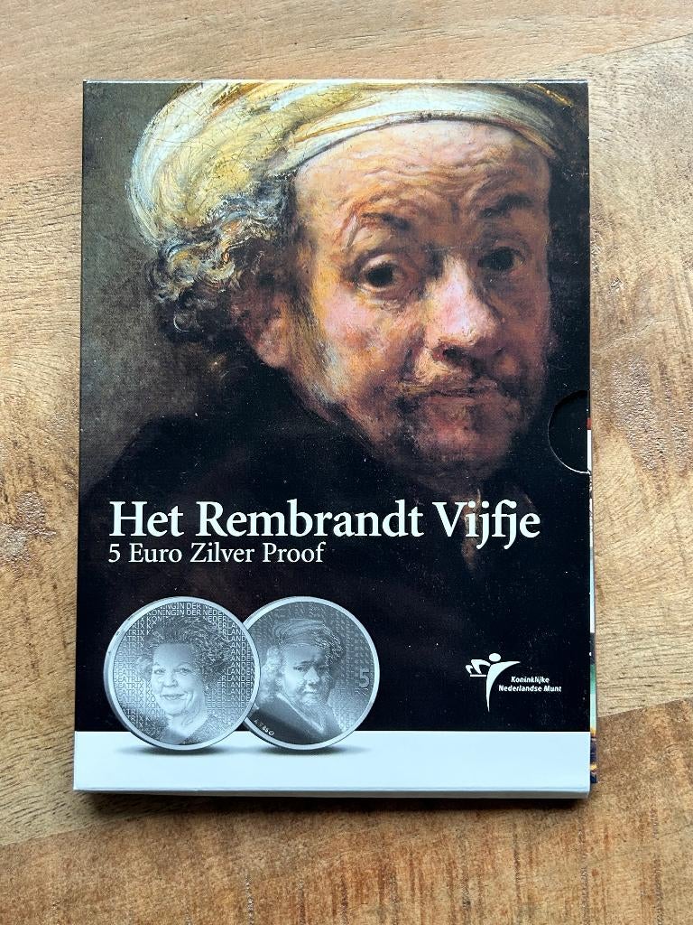 Zilveren 5 euro Het Rembrandt Vijfje, Postzegels en Munten, Ophalen of Verzenden, Koningin Beatrix, Euro's