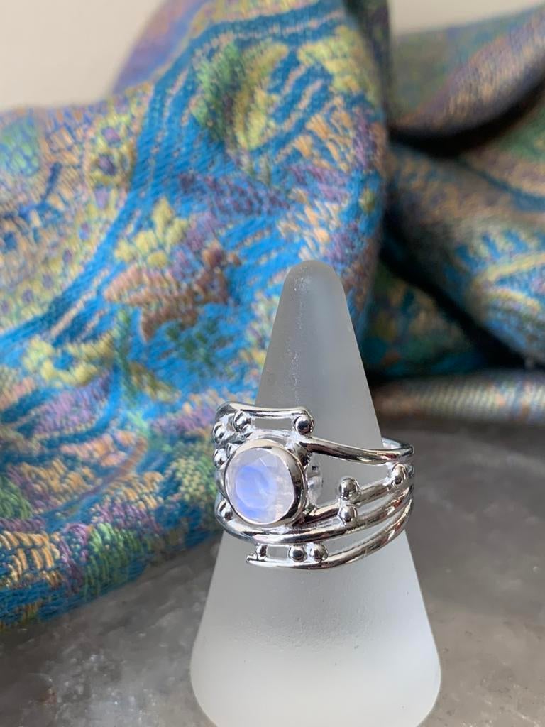 Maansteen regenboog beschermt intuïtie magie balans, Sieraden, Tassen en Uiterlijk, Ringen, Wit, Nieuw, Ophalen of Verzenden, 17 tot 18