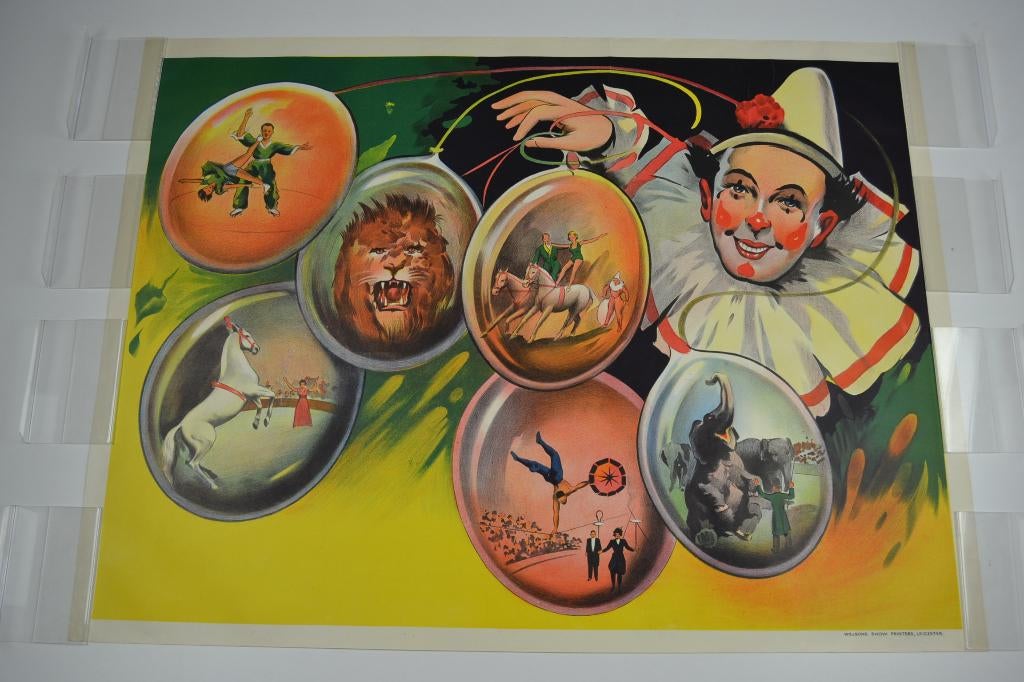 Oude Litho Circus Poster Willsons Leicester England, Deurposter of groter, Rechthoekig Liggend, Ophalen of Verzenden, Zo goed als nieuw