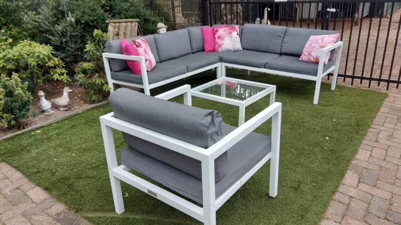 Groot aluminium loungeset royal patio, Ophalen, Zo goed als nieuw, Aluminium