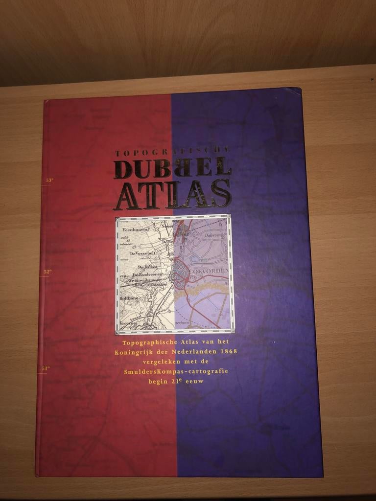Topografische Dubbel Atlas Nederland 1868 vs 21e eeuw, Overige atlassen, Ophalen of Verzenden, Zo goed als nieuw, 1800 tot 2000