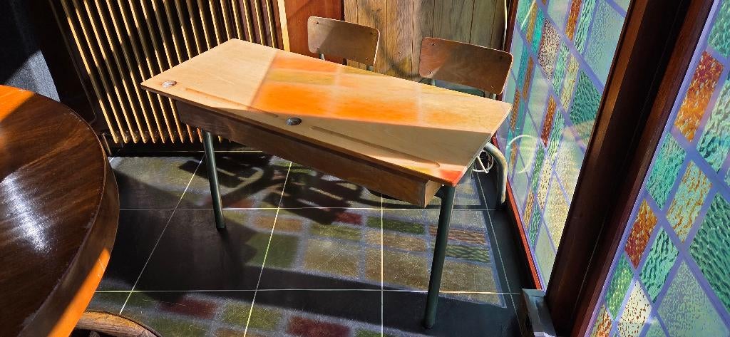 Oud Schoolbankje, Kinderen en Baby's, Kinderkamer | Tafels en Stoelen, Ophalen, Gebruikt, Tafel(s) en Stoel(en)