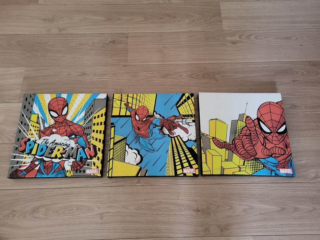 Spiderman Canvas Schilderijen Set (3 stuks), Ophalen of Verzenden, Gebruikt