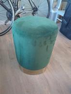 Vida xl velvetpoef donkergroen met goud, Ophalen, Minder dan 50 cm, Rond, Minder dan 50 cm