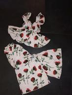 Zomerse tweedelige set met rozenprint, Kleding | Dames, Ophalen of Verzenden, Zo goed als nieuw, Maat 38/40 (M), Overige kleuren