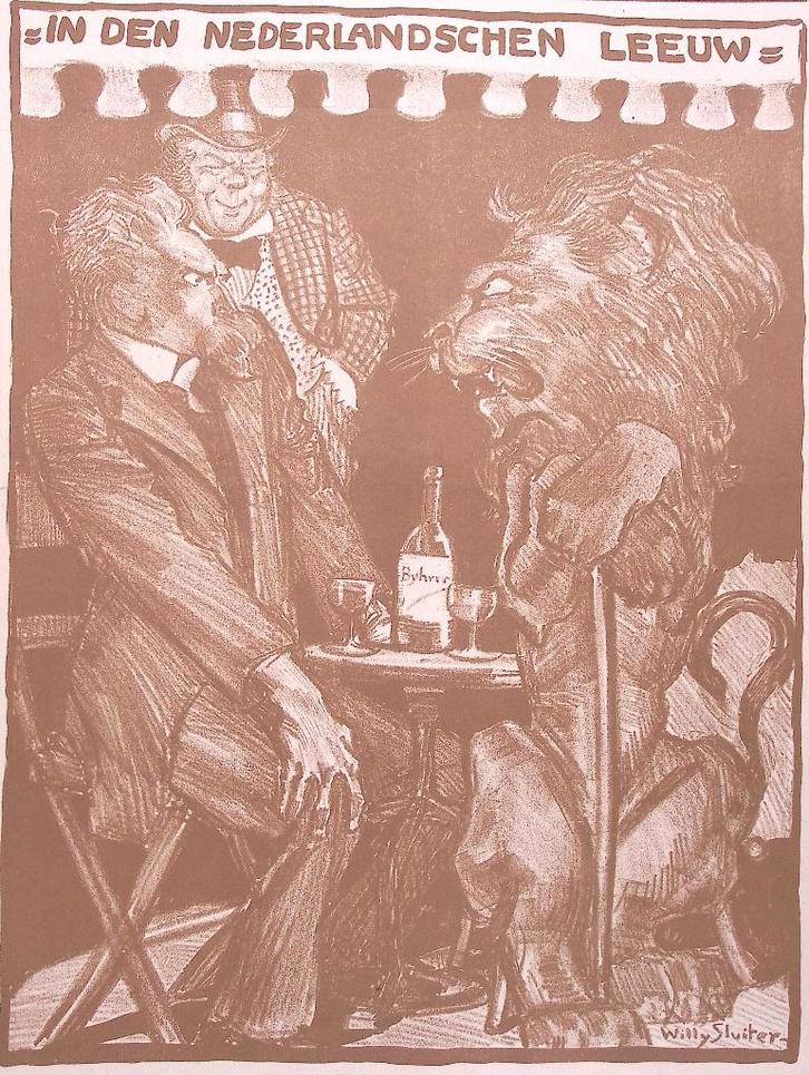 Spotprent over de pro-Engelse Telegraaf tijdens Eerste Werel, Antiek en Kunst, Kunst | Litho's en Zeefdrukken, Ophalen