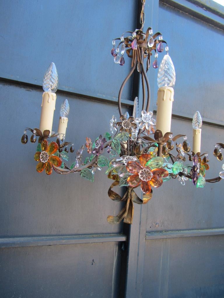 SUPER MOOIE ANTIEKE FRANSE KRISTALLEN BLOEMEN KROONLUCHTER, Ophalen