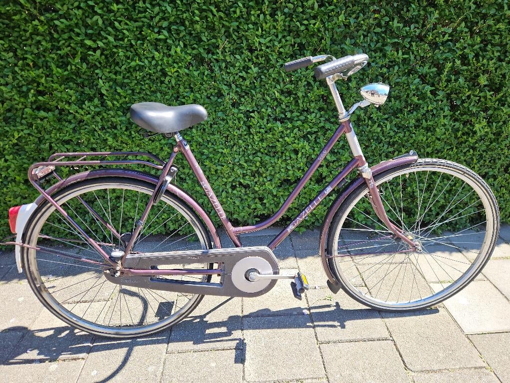 Paarse Gazelle Damesfiets met terugtraprem, Fietsen en Brommers, Ophalen, Terugtraprem, Gebruikt, 56 cm of meer