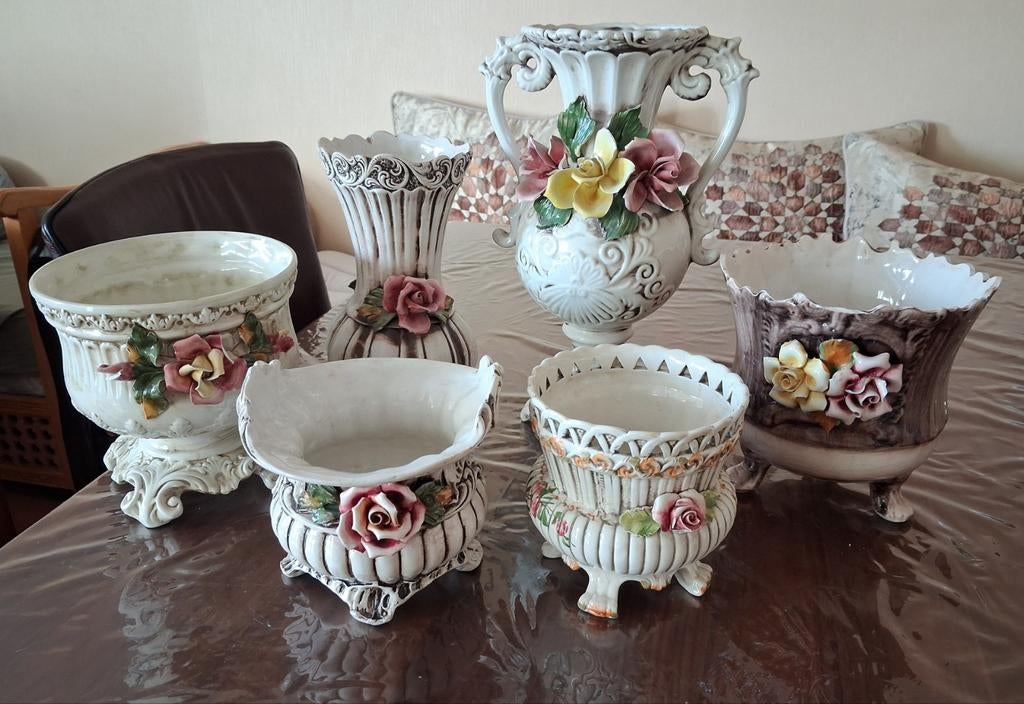 6 bloempotten, per stuk bieden, Gebruikt, Ophalen of Verzenden, Balkon, Overige vormen