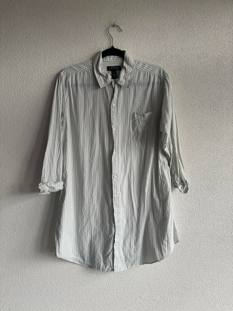 Vintage Y2K Ralph Lauren groen gestreept overhemd, Maat 38/40 (M), Ophalen of Verzenden, Zo goed als nieuw, Ralph Lauren
