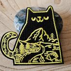 Strijk embleem Iron on Patch applicatie Kat met berg weg, D, Nieuw, Ophalen of Verzenden, D