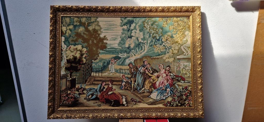 Ingelijst wandtapijt met klassieke scène, Ophalen