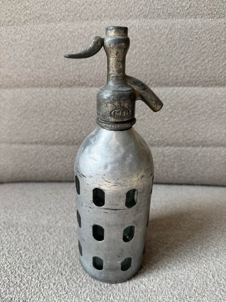 Vintage Spuitfles met Aluminium Omhulsel - 27 cm, Ophalen of Verzenden
