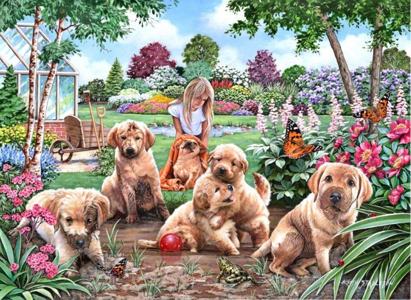 House of Puzzles - Mucky Pups - 500XL stukjes, Ophalen of Verzenden, 500 t/m 1500 stukjes, Nieuw, Legpuzzel