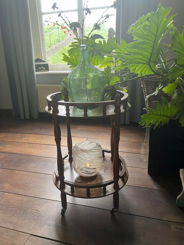 Antieke bijzettafel theewagen/ dranken trolley/ plantentafel, Ophalen of Verzenden