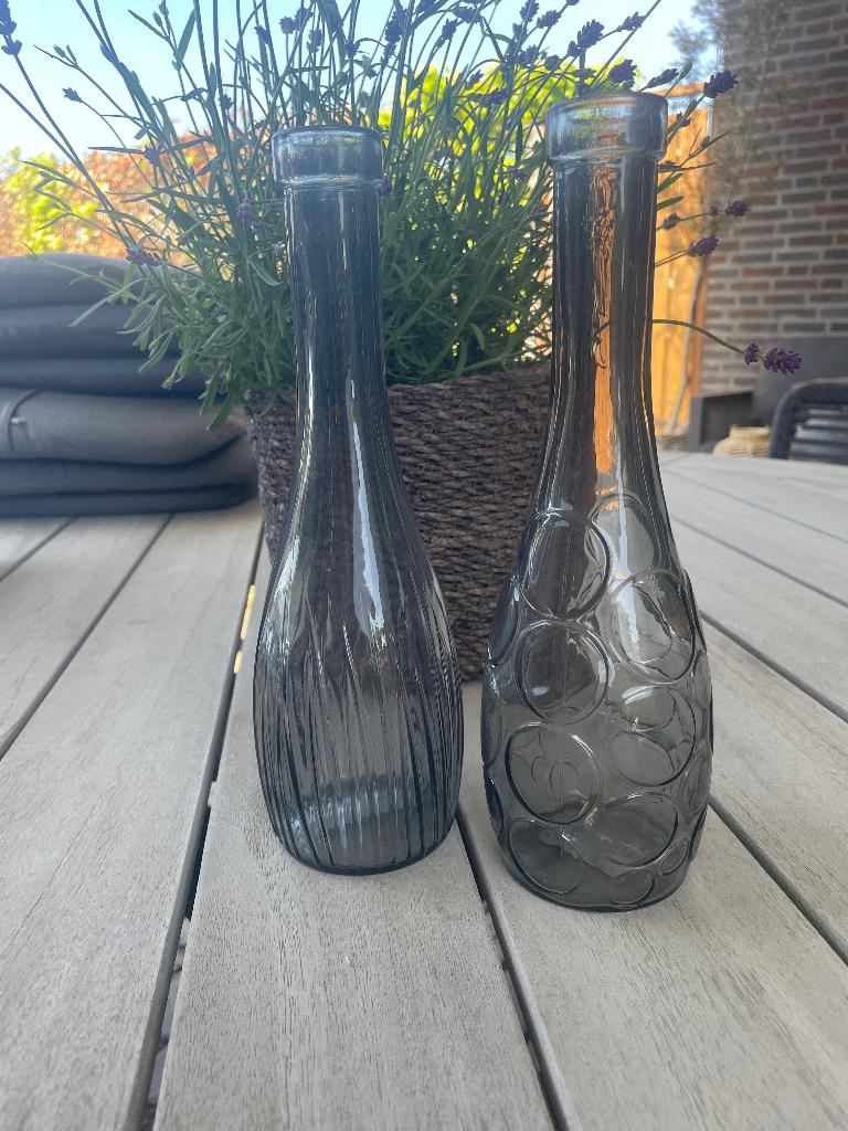 Set vaasjes, Huis en Inrichting, Woonaccessoires | Vazen, Overige kleuren, Ophalen of Verzenden, Minder dan 50 cm, Glas