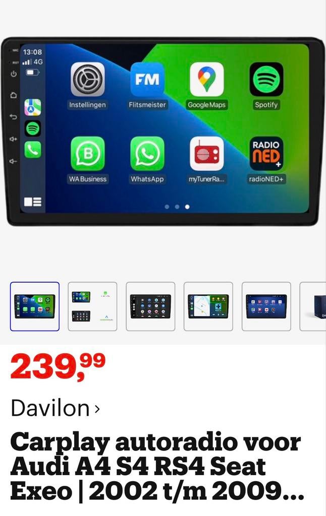 Carplay Autoradio Audi A4 S4 RS4 Seat Exeo (2002-2009), Auto diversen, Ophalen, Nieuw