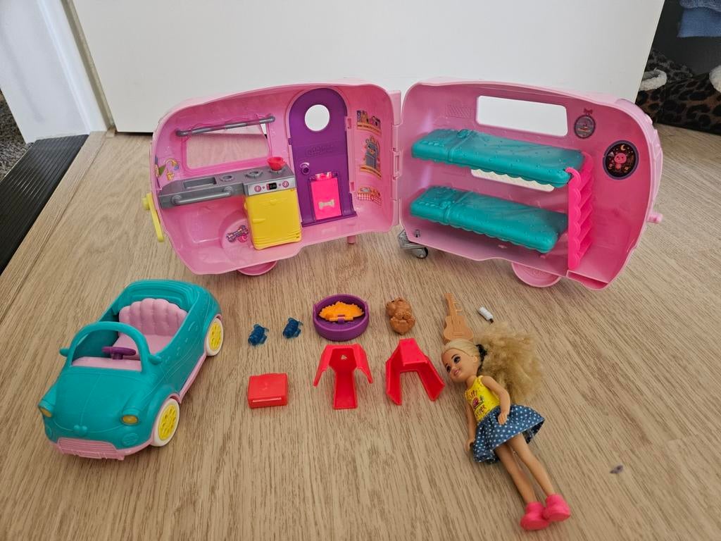 Barbie Chelsea Camper met auto en accessoires, Ophalen, Gebruikt, Jongen of Meisje