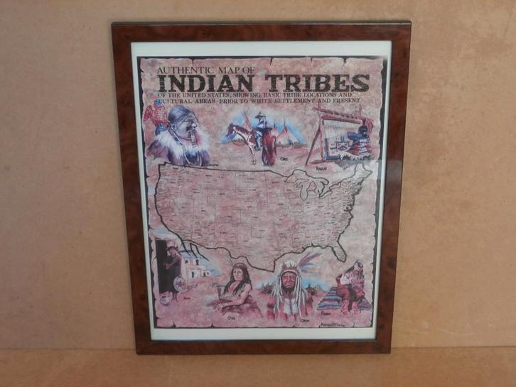 Oud Landkaart Amerikaanse Indian Tribes Indiaanse stammen US, Antiek en Kunst, Antiek | Schoolplaten, Stad- en Dorpsgezichten