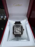 Cartier santos ref 2656 15ct diamonds 7 ct black sapphire, Overige merken, Overige materialen, Leer, Polshorloge
