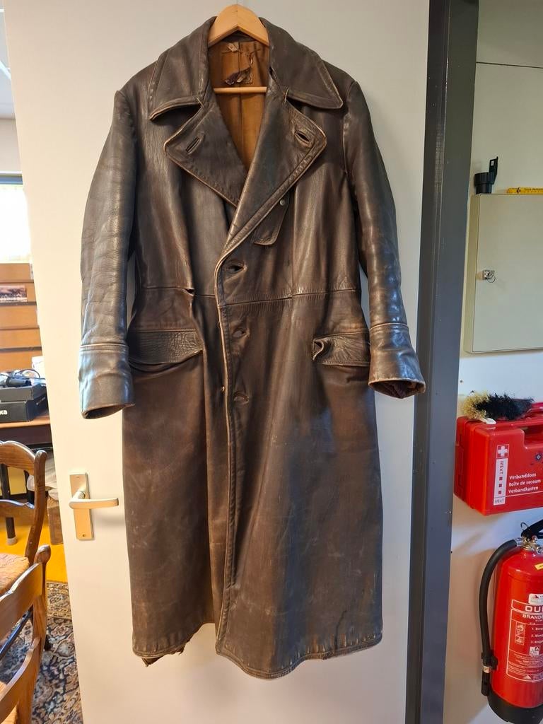 2 lange leren jassen, Ophalen, Zwart