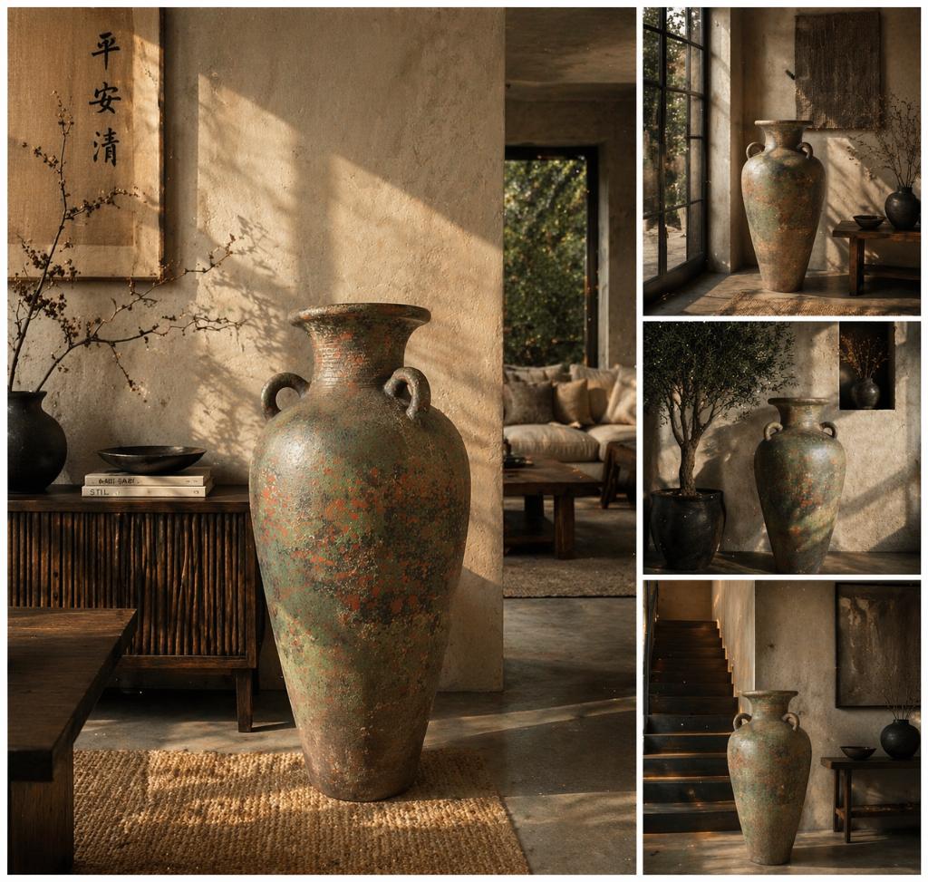 Zeer grote decoratieve vaas / amfoor – 120 cm, Ophalen, Overige kleuren, Aardewerk of Porselein, Zo goed als nieuw