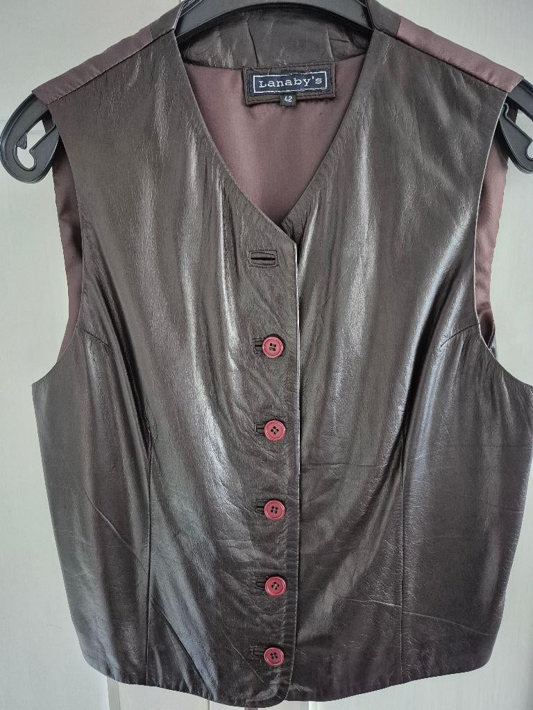 LEREN VEST/GILET, Maat 38/40 (M), Bruin, Verzenden, Zo goed als nieuw