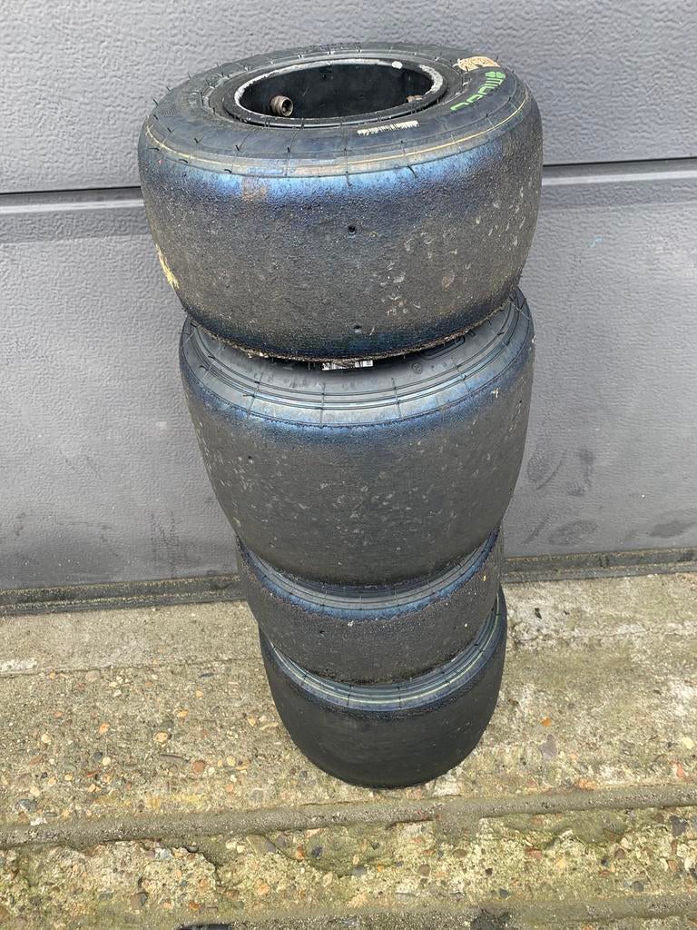 Birel freeline magnesium velgen set met band, Ophalen of Verzenden, Gebruikt, Onderdelen Kart