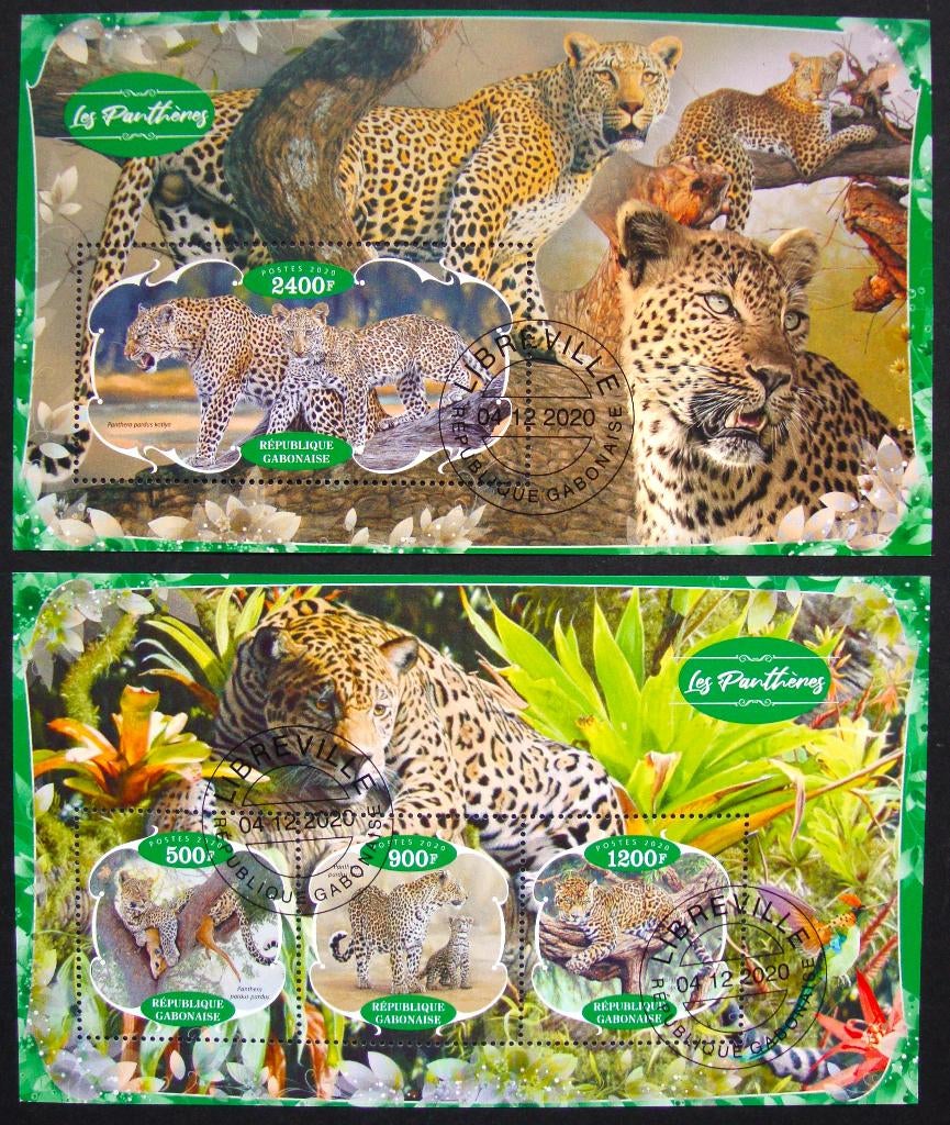 - 804 - 2 Blokken met Panters., Verzenden, Gestempeld, Dier of Natuur