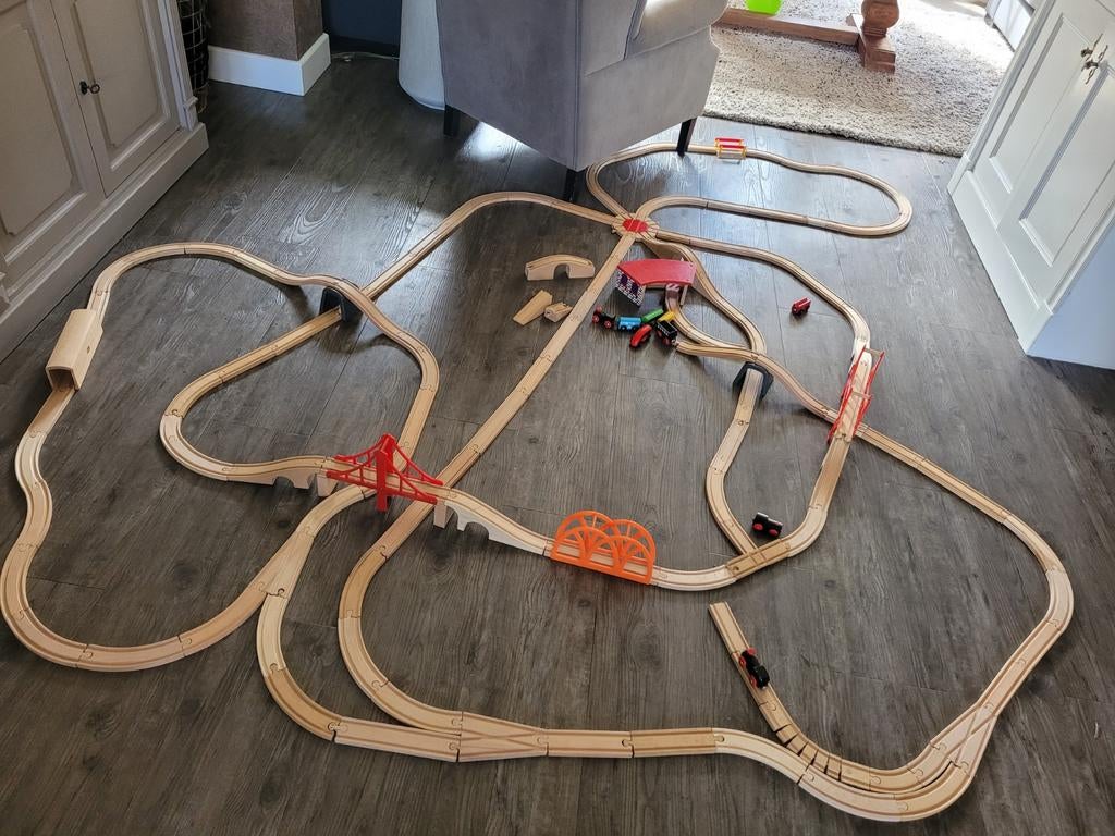 Houten treinspoor, Kinderen en Baby's, Speelgoed | Houten speelgoed, Ophalen, Zo goed als nieuw, Overige typen