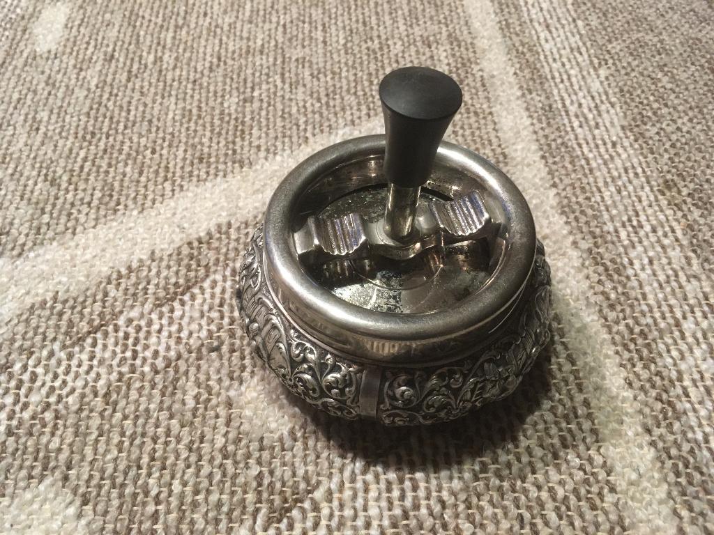 vintage draai asbak roulette-asbak metaal 1950!, Ophalen of Verzenden, Gebruikt, Asbak