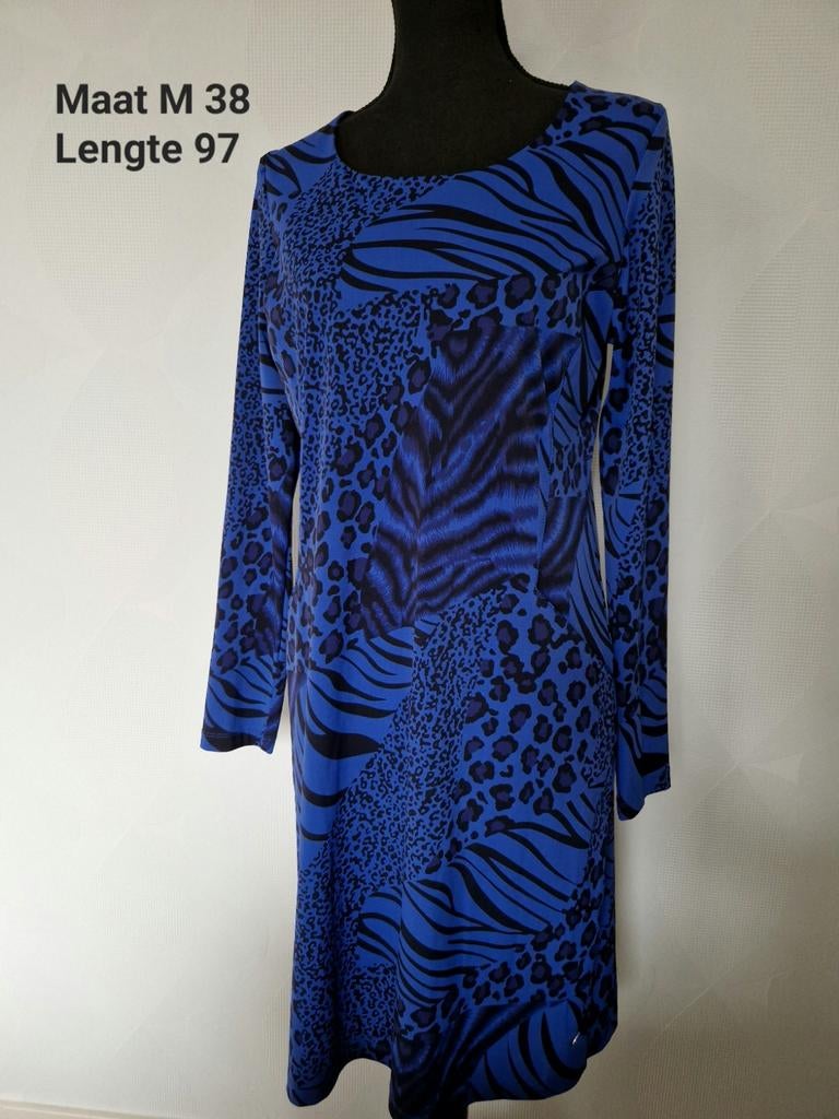 Jurk kobaltblauw koningsblauw my pashion 38 M dierenprint, Ophalen of Verzenden, Nieuw, Maat 38/40 (M), Blauw