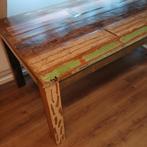 Unieke eettafel van gerecycled hout - Kringloop design, Ophalen, Gebruikt, 100 tot 150 cm, 50 tot 100 cm